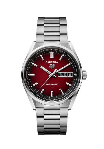 TAG Heuer Carrera Day Date Stainless Steel / Smokey Red / Bracelet